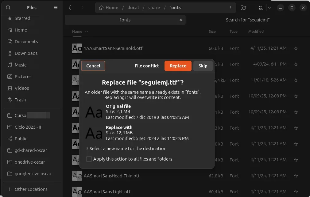 Diferencia del peso entre las tipografías de Segoe UI Emoji de Windows 10 y el de Windows 11