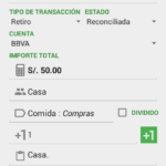 Nueva transacción en Money Manager EX en Android.