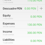 Resumen del estado de cuenta de GNUcash en Android.