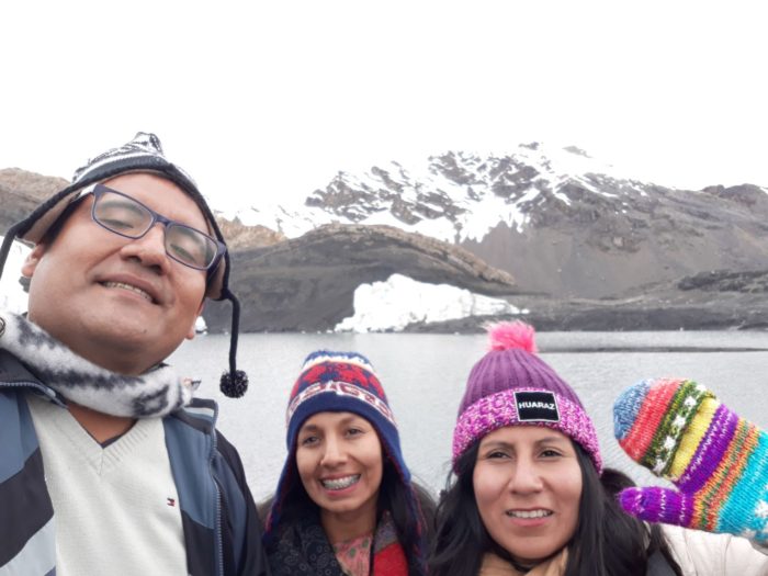 My friends Ericka, Viviana, and me in Huaraz.